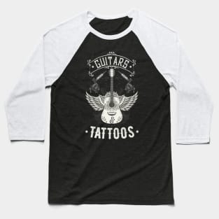 Guitars And Tattoos Vintage Guitarist Tattooed Baseball T-Shirt